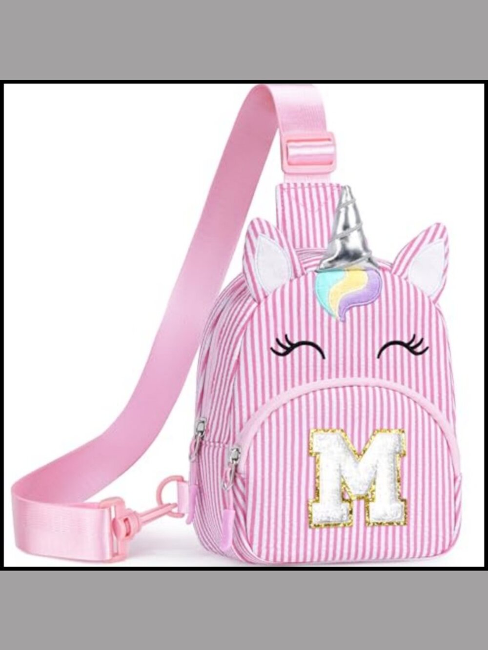 Unicorn Initial Sling Bag Crossbody Fanny Pack Adjustable Strap Lightweight